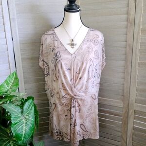 ⚜️ Tahari ASL Paisley Drape Front Blouse